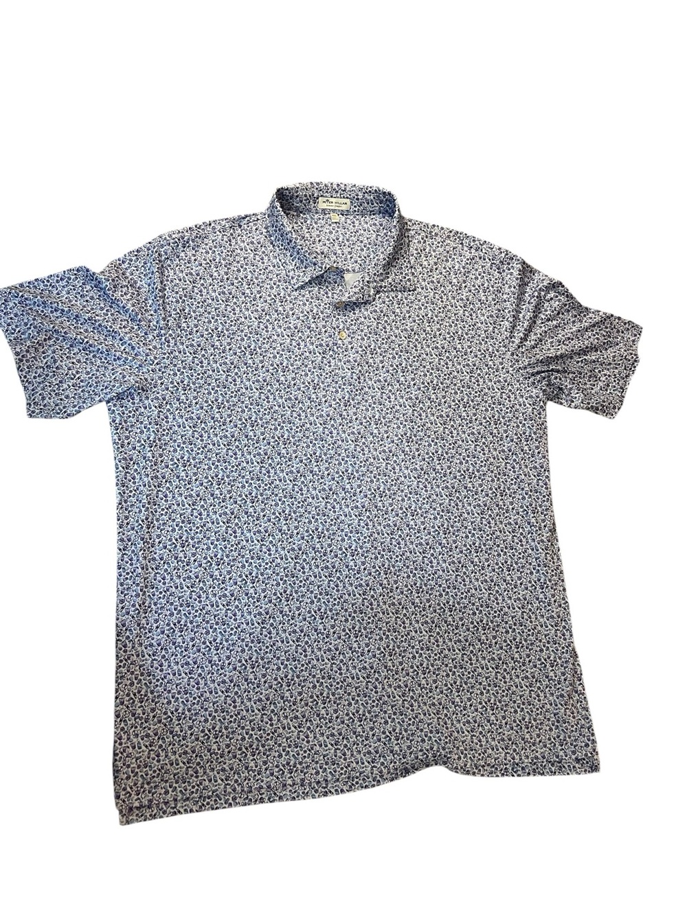 Peter Millar Blue Micro-Pattern Performance Polo